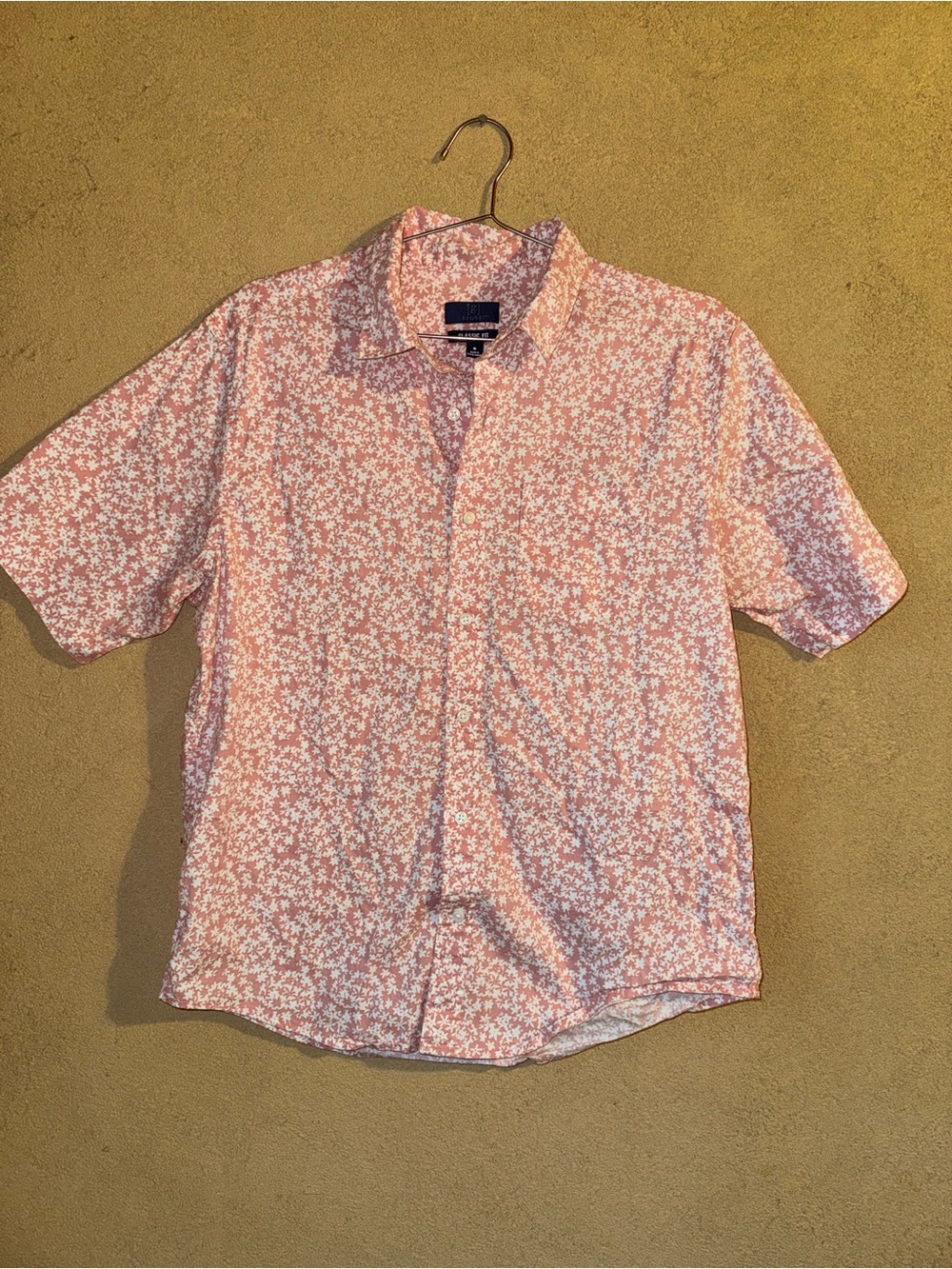George Pink Floral Short-Sleeve Button-Down Shirt